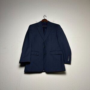 Lauren Ralph Lauren Wool Blazer Coat Jacket Men 38R Pinstripe Blue Prep Formal